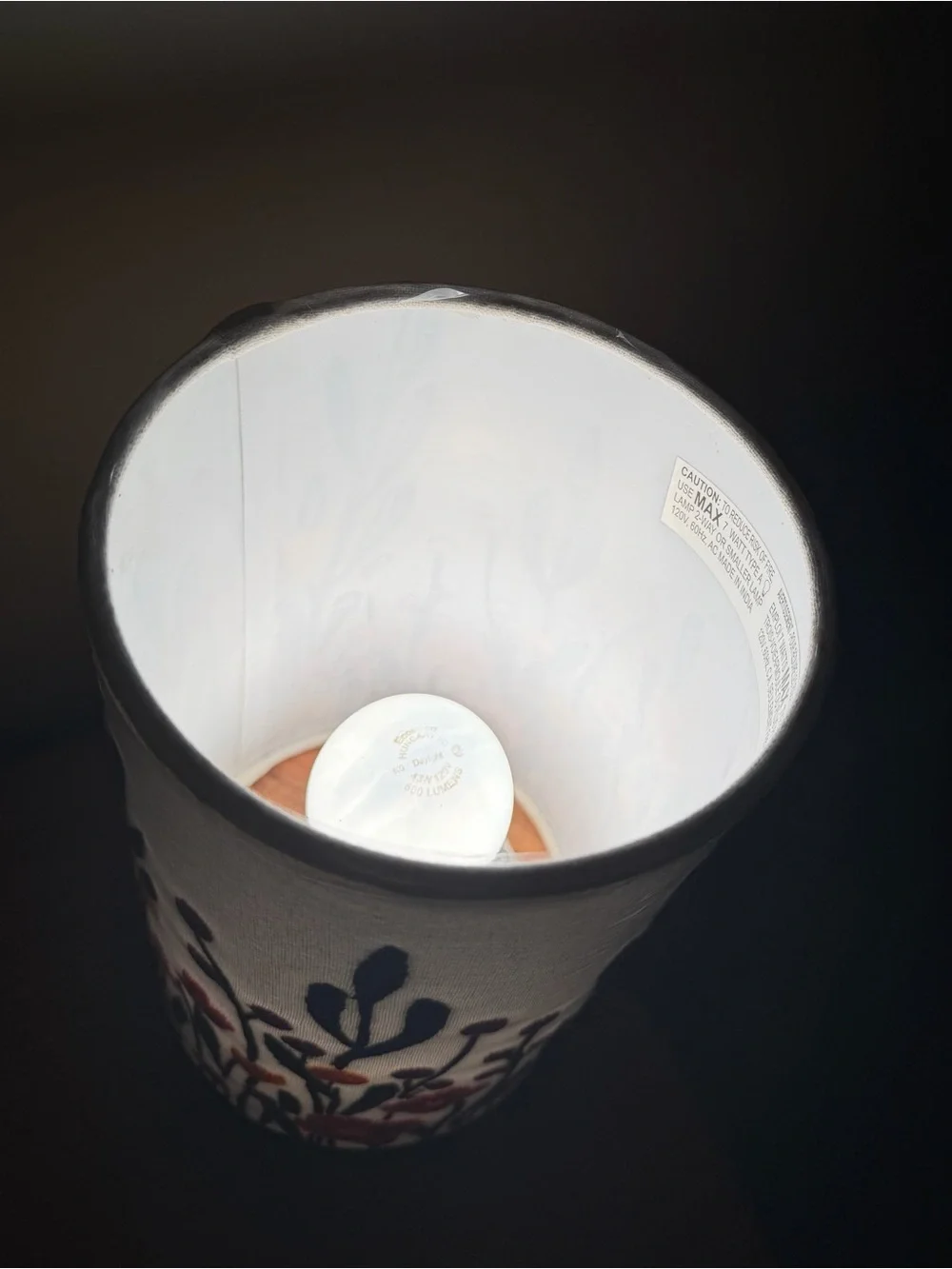 NEW India fabric embroidered Floral Botanical Cylinder Table Lamp Shade Floral.